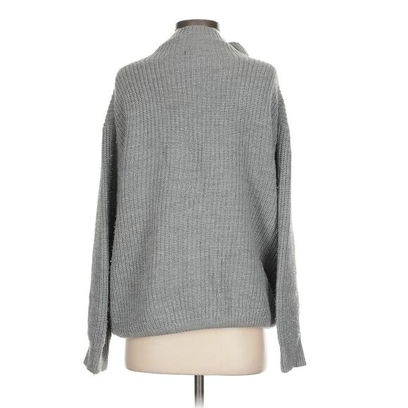 Quince Merino Wool Relaxed Turtleneck Sweater Oversized Fisherman Light Grey XS - Picture 2 of 6